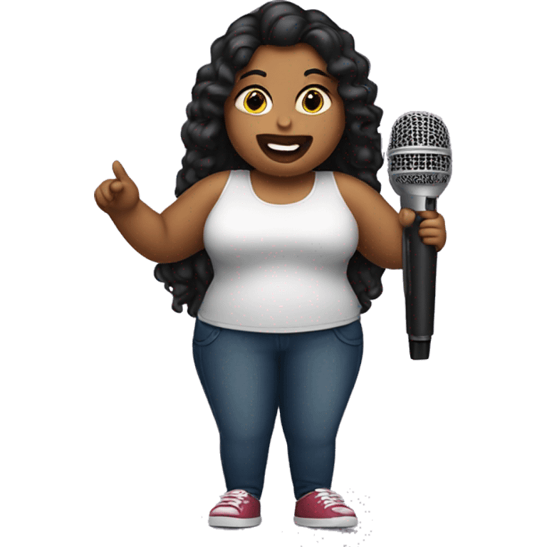 A plus size girl with a microphone  emoji