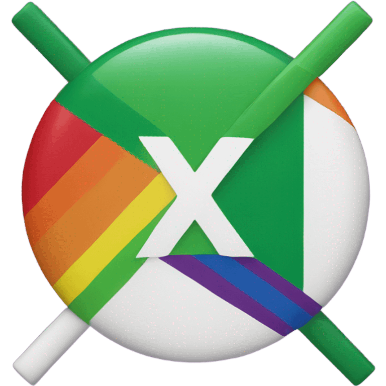 Green X over rainbow flag emoji