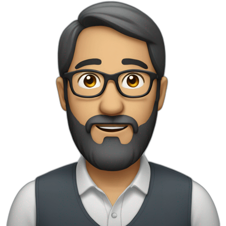 A 51 years man wearing glasses with a black beard with a round face speaking Arabic  emoji