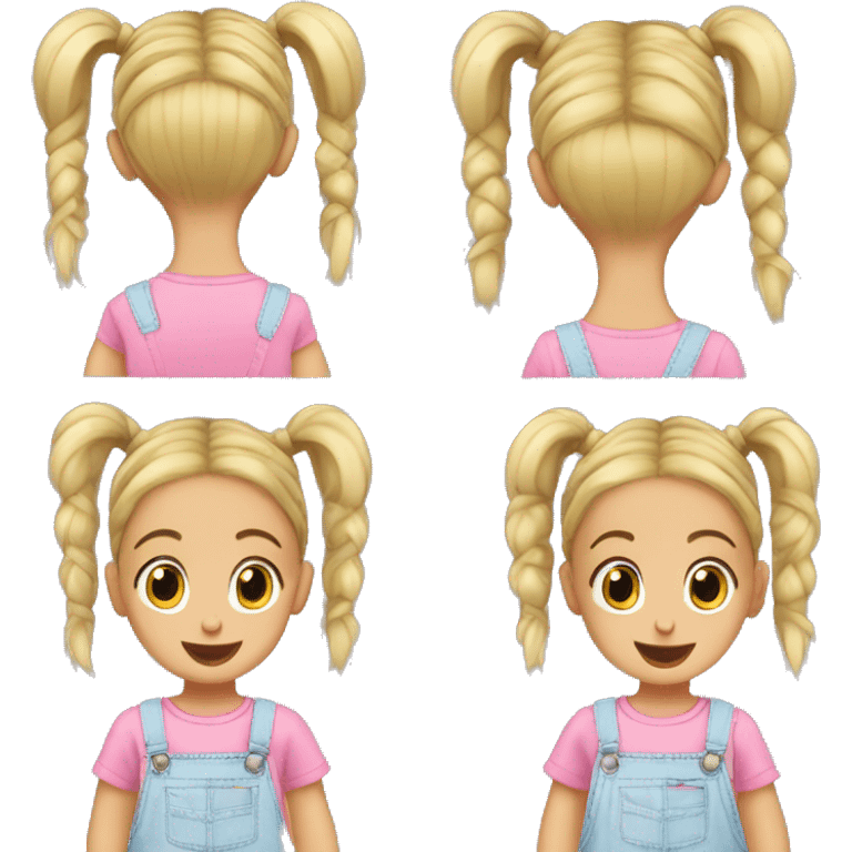 2 year old pigtail braids hair ties overalls emoji