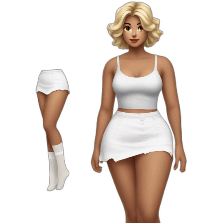 full-body-back-view-curvy-caucasian-beauty-skirt-lifted-by-the-wind-white-knickers and long socks emoji