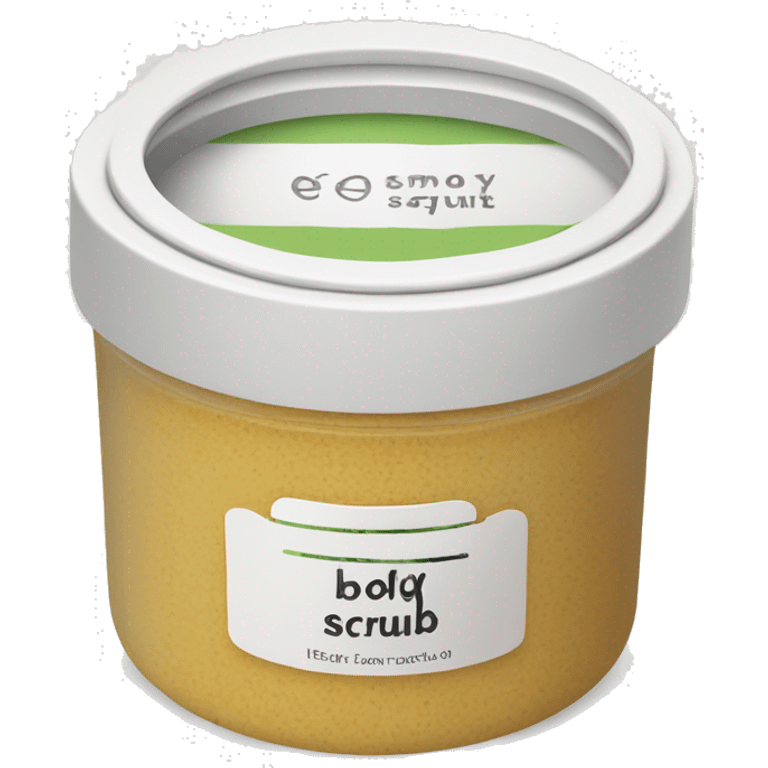 body scrub pot with label emoji