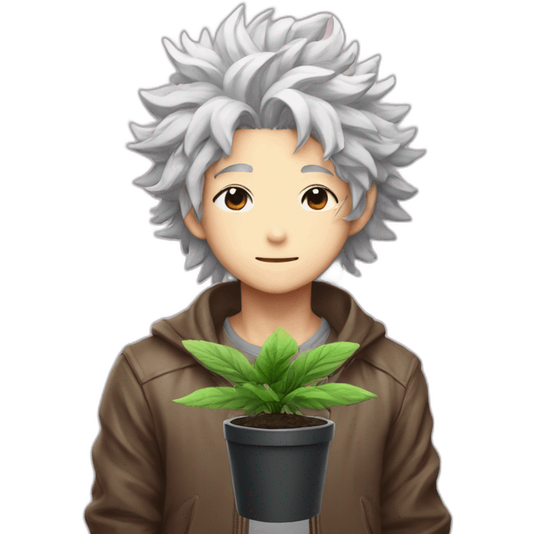 Nagito komaeda with a plant emoji