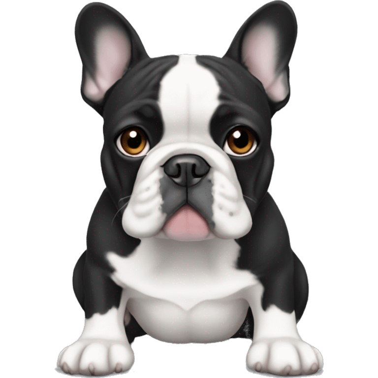 black and white english mixed french bulldog emoji