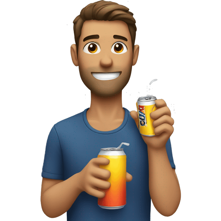 A man drinking a energy drink emoji