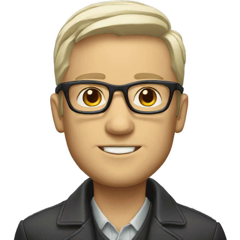 white man with straigth hair, glasses, a jacket and a necklace emoji