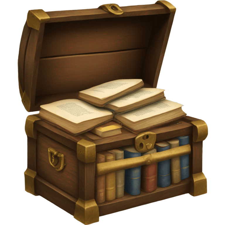 open vintage chest with old books inside  emoji