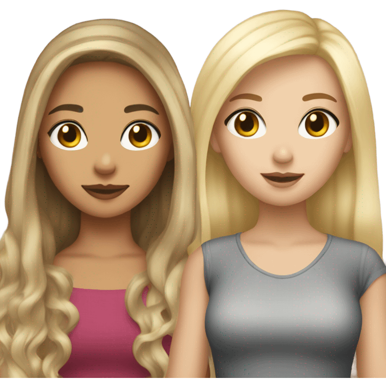  Brunette hair girl and a blonde haired bestie  emoji