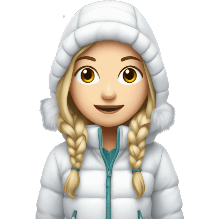 White girl in snow jacket and snow boots emoji