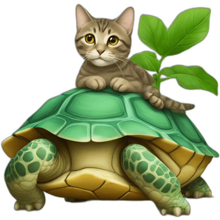 Un Chat sur une tortue emoji