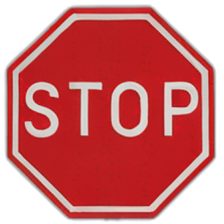 The STOP road sign is a red octagon with white letters. The word "STOP" is written in bold capital letters, emoji