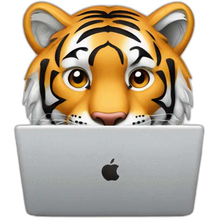 tiger coding in laptop emoji