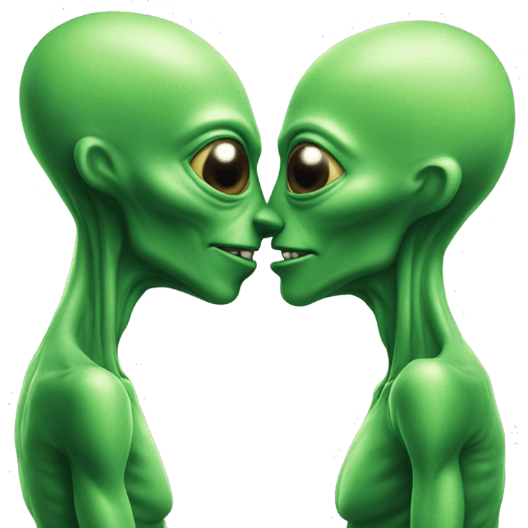 Two green aliens kissing each other  emoji