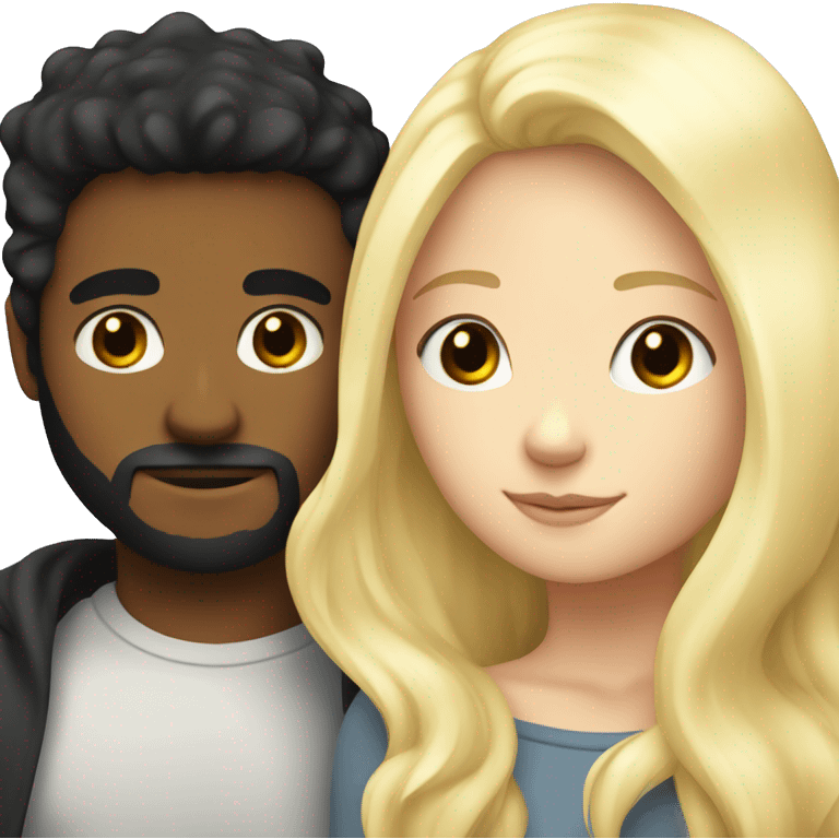 A white guy with a beard and black hair cuddles a white blond girl emoji