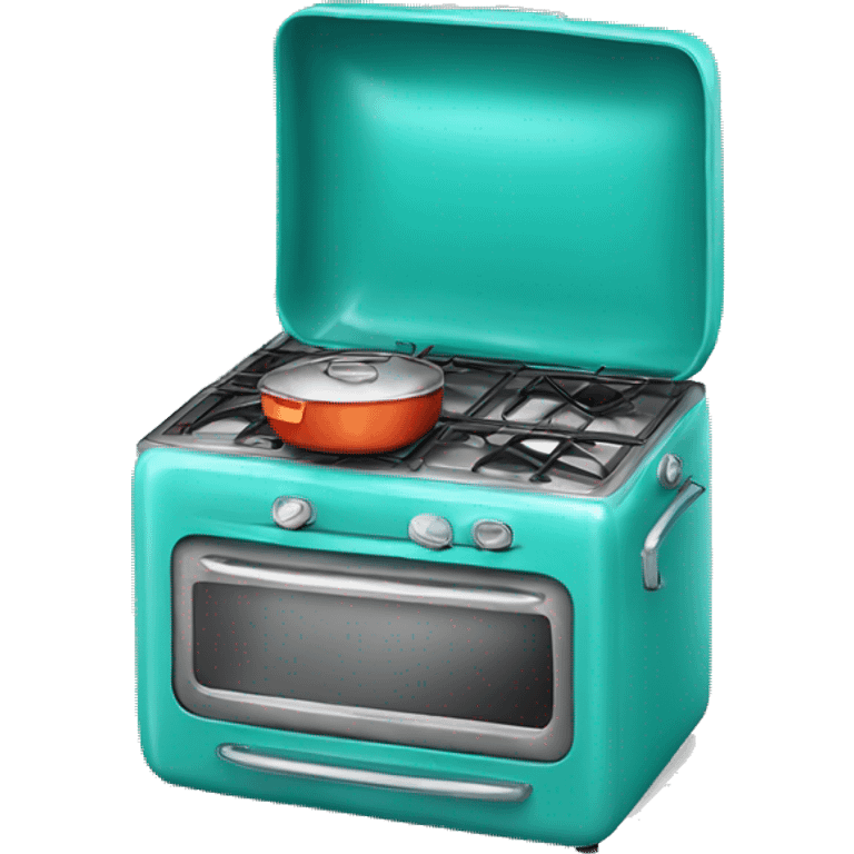 Realistic turquoise camping  stove isolated.  emoji