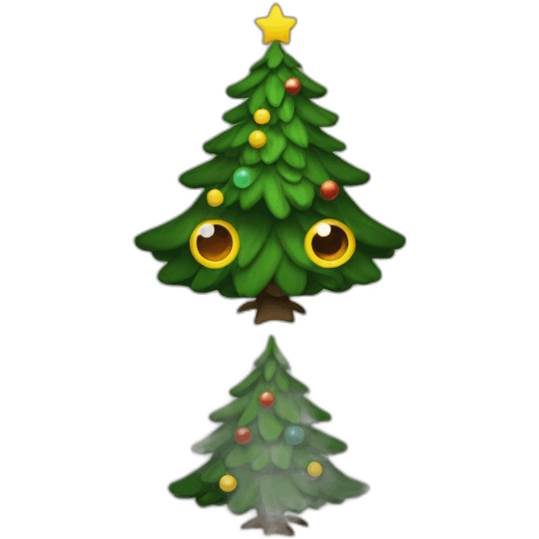 "A Christmas tree with eyes." emoji