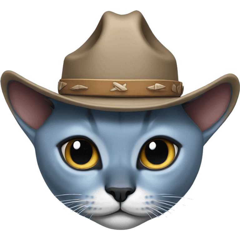 Fat blue Siamese cat cowboy hat emoji