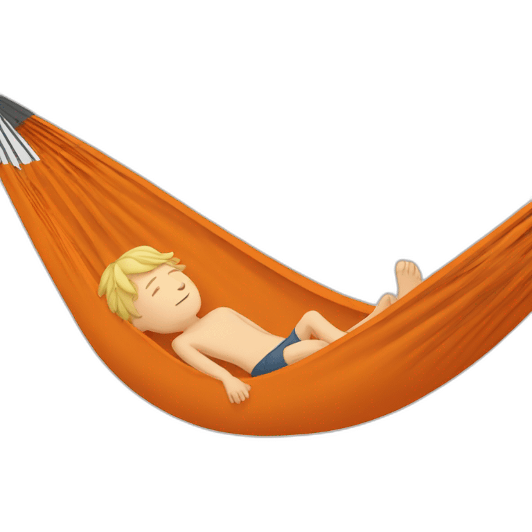 a white kid laying in orange hammock emoji