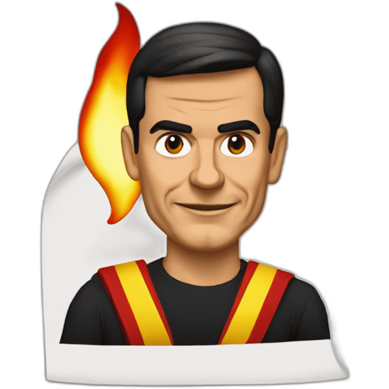 Pedro Sánchez with Spanish constitution and flames  emoji