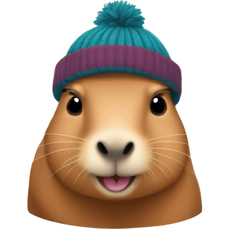 Cute capybara wearing a beanie emoji