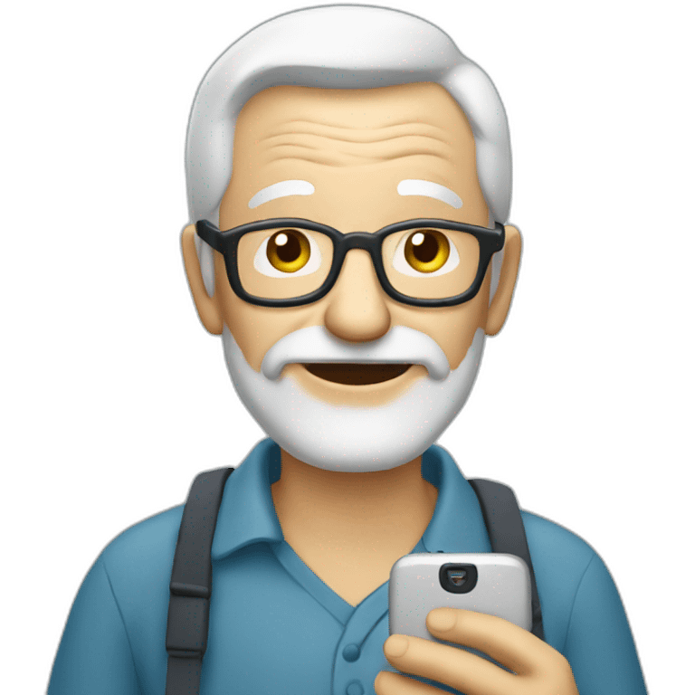 old man using mobile phone emoji