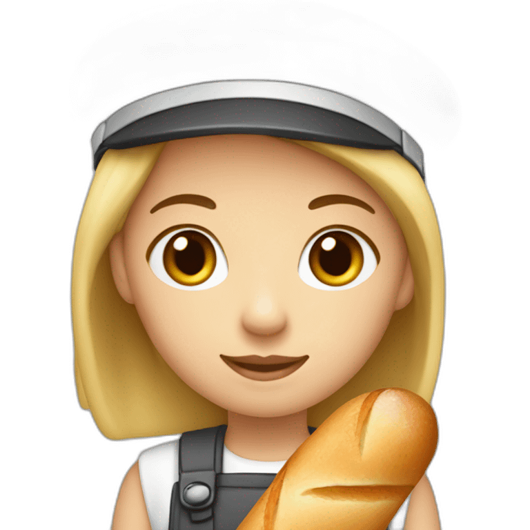 Fille avec un béret et une baguette de pain emoji