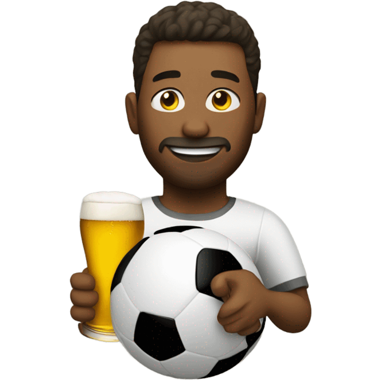 Man with beer playing soccer emoji