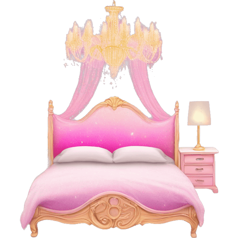 Pink ombre bed with glitter and chandelier  emoji