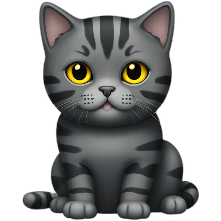 british shorthair cat in the Color black smoke with stripes and yellow eyes emoji