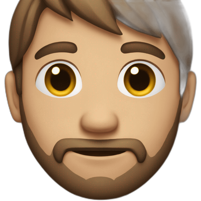 evil man with brown hair ponytail and shaved beard sitting with macbook emoji