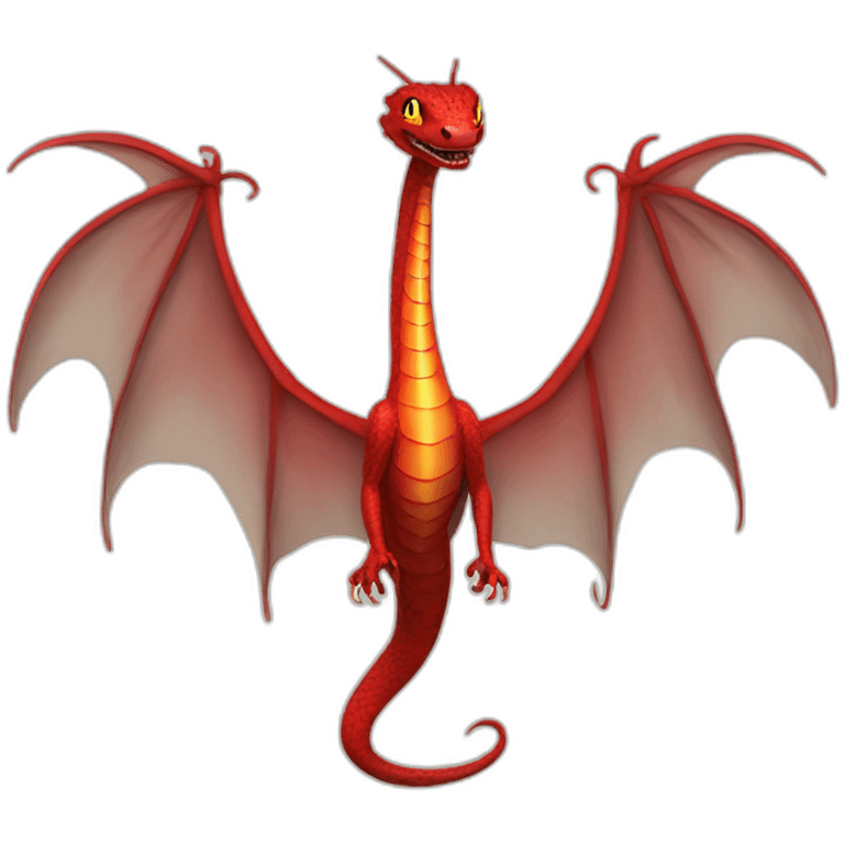 Red fire Serpant with wings and no arms and legs emoji