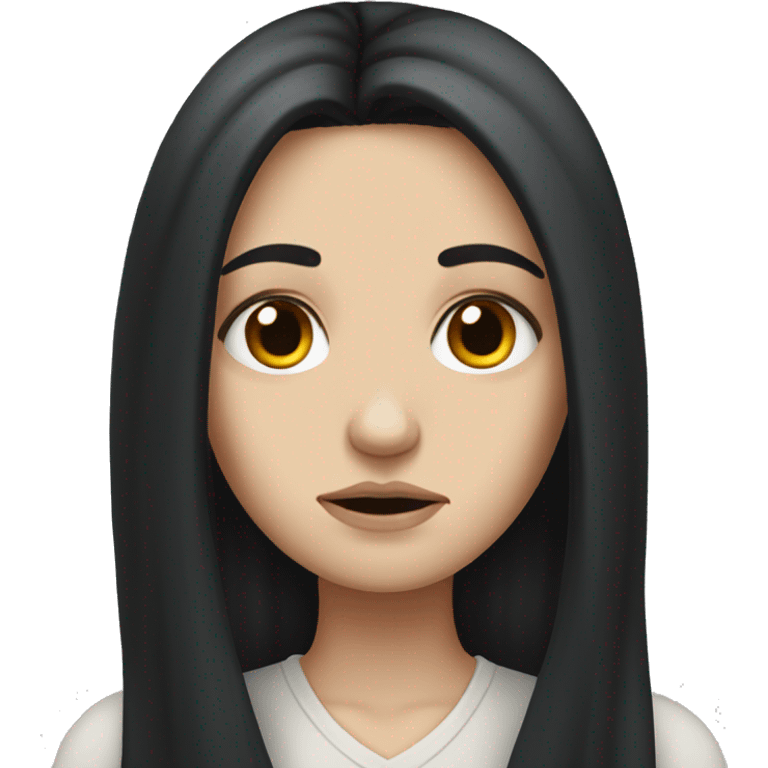 sad white girl with long black hair emoji