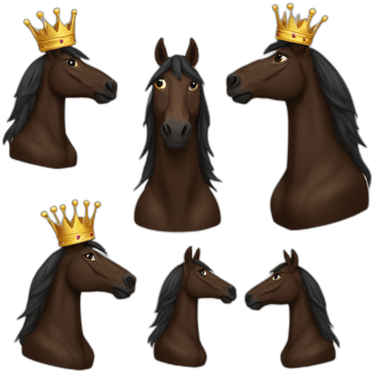 dark brown conceited horse with crown emoji