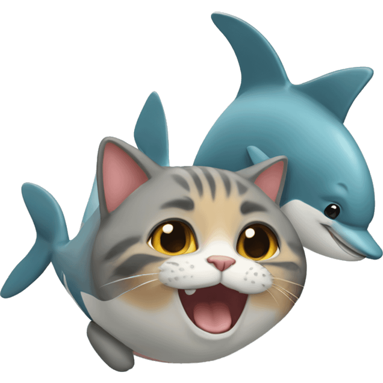 Gato y un delfines  emoji