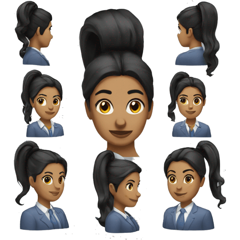 executive Long ponytail black hair latina woman black eyes  emoji