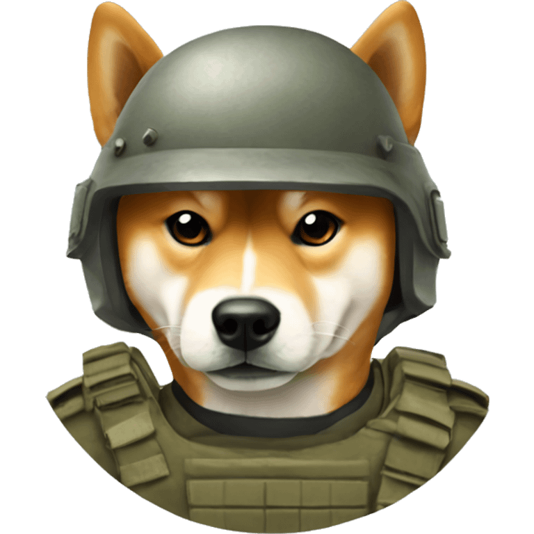 Angry Shiba Inu with soldier helmet emoji