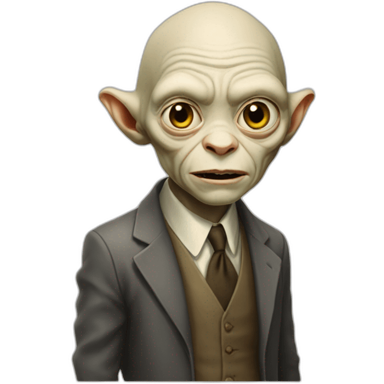 headshot of gollum in a suit and tie emoji