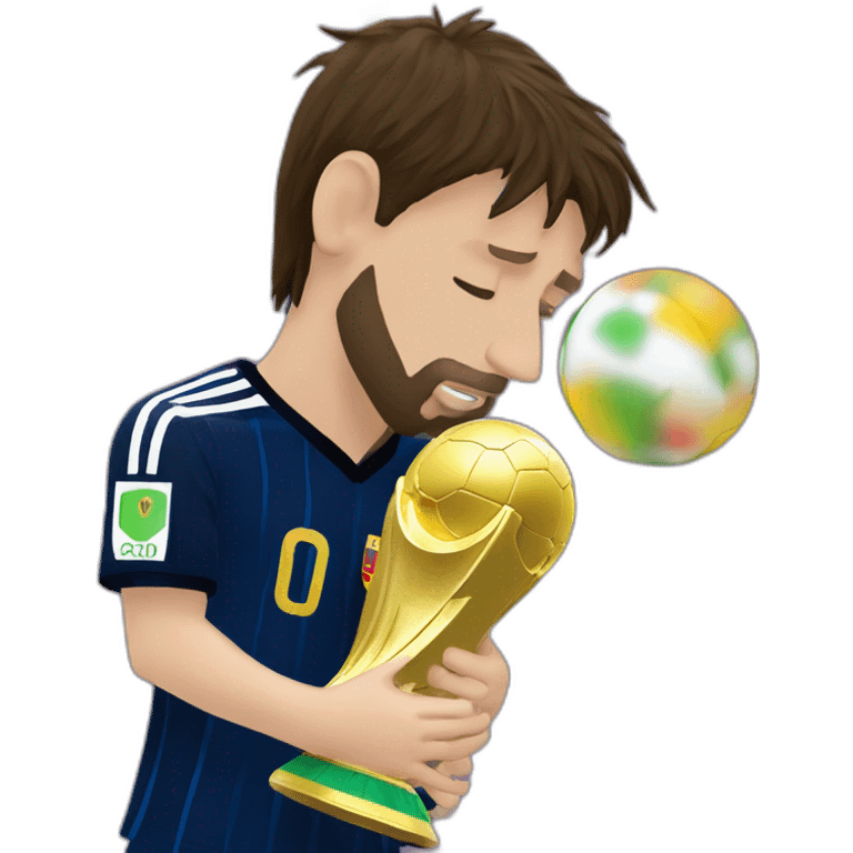 Lionel Messi kissing world cup emoji