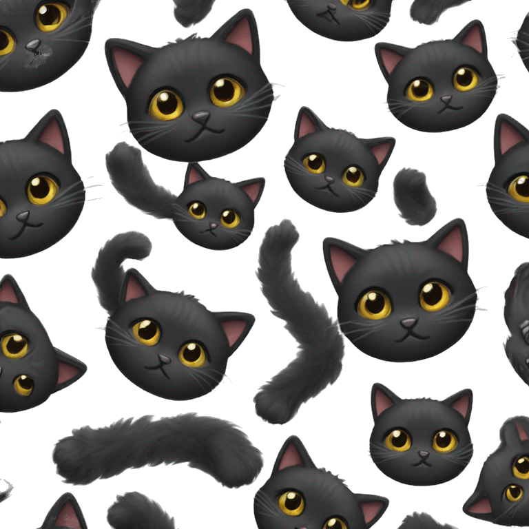 Black young fluffy cat emoji