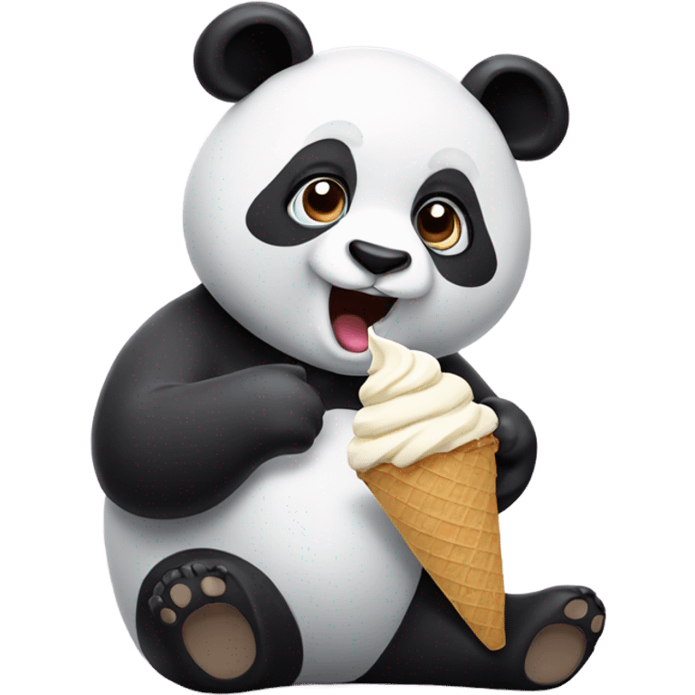 Panda eating ice cream emoji