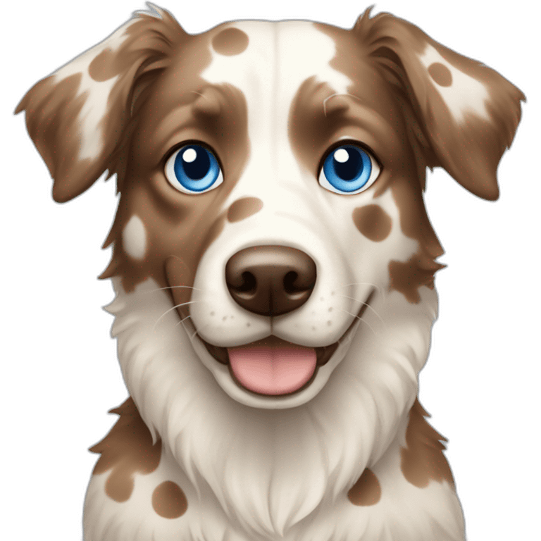 cream and brown spotted aussie dog blue eyes emoji