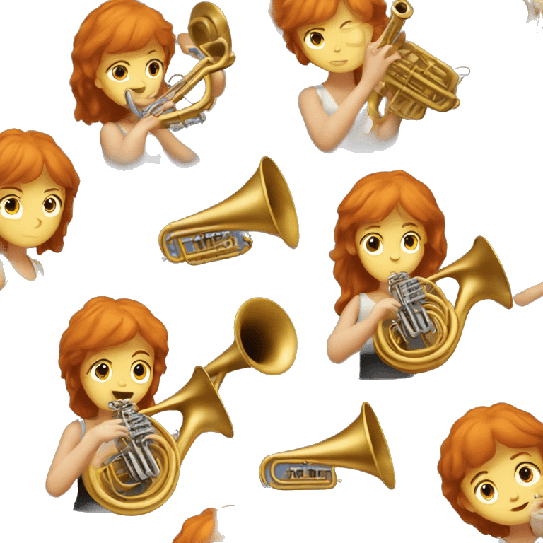 ginger girl with bangs playing the euphonium emoji