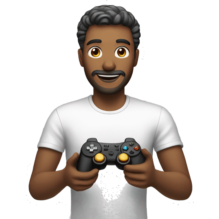 a man playing with a gaming gamepad emoji