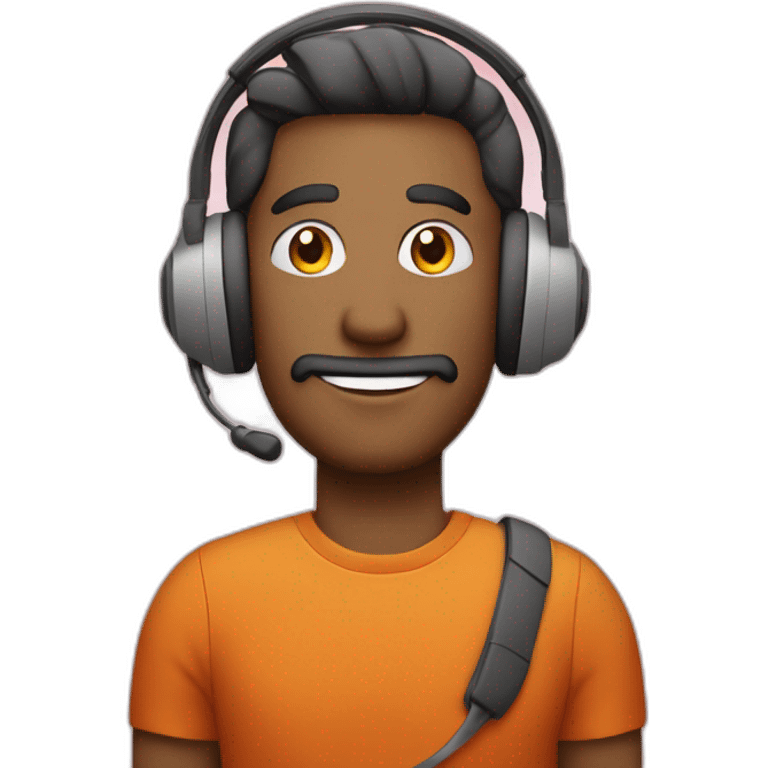 customer service bold man with headset X emoji too hot with Materiel.net t-shirt emoji