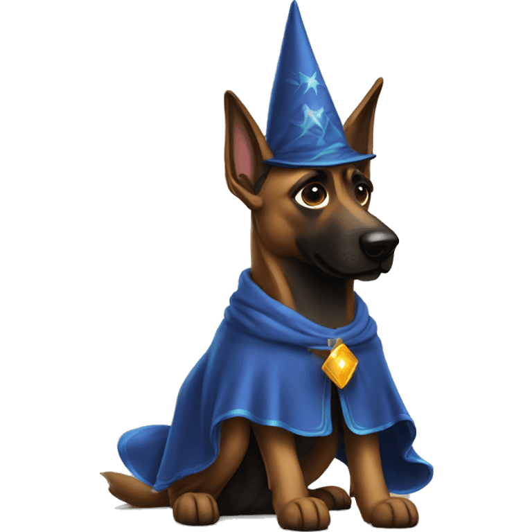 malinois dog with wizard  emoji