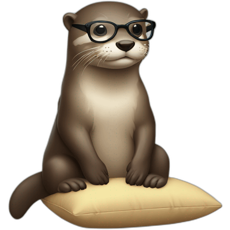 otter with glasses back leaning against a pillow emoji