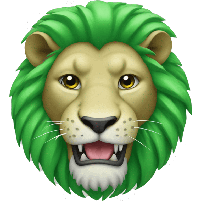 Green Lion face with joint in his mouth emoji