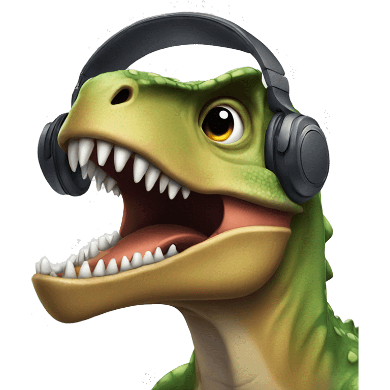 dinosaur listening to music emoji