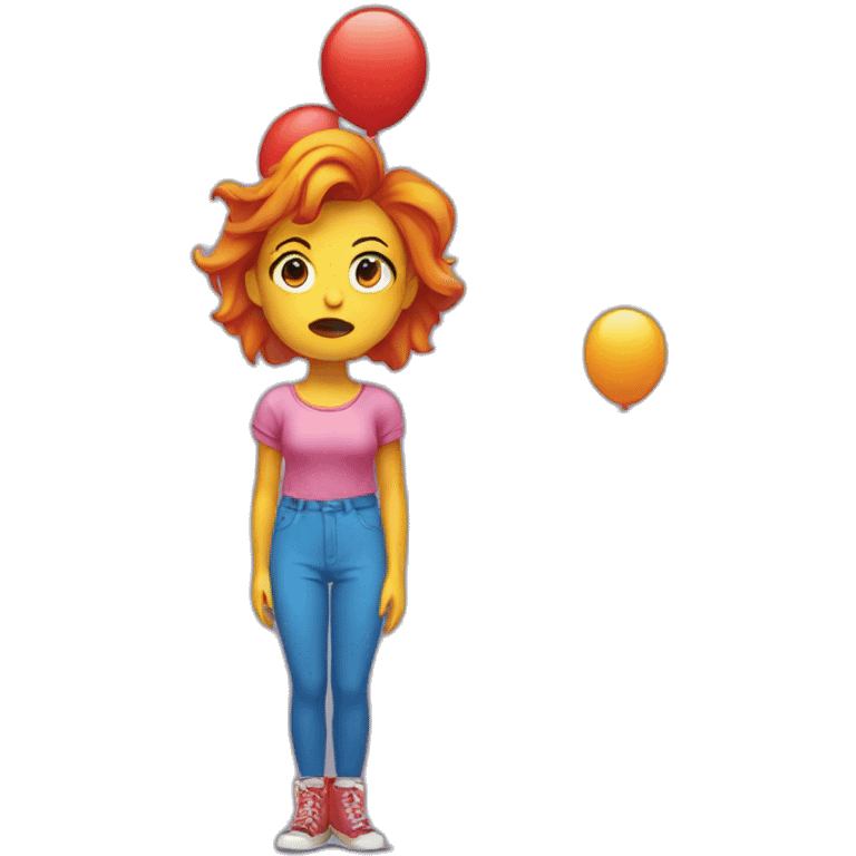 girl Shrugging with clown face emoji