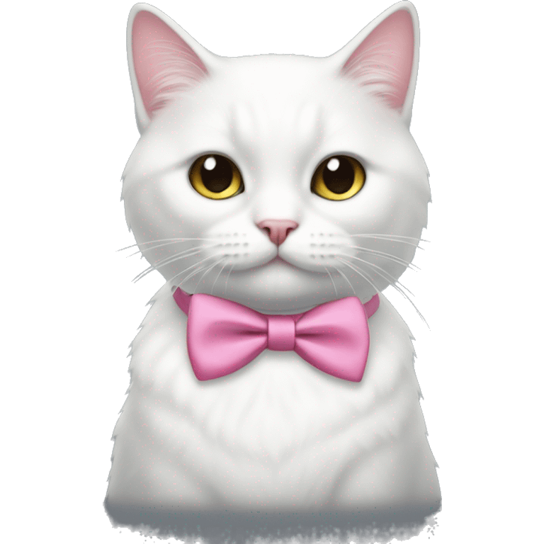 Make a white cat and add a pink bow tie  emoji